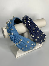 Load image into Gallery viewer, Denim Pearl Knot Band
