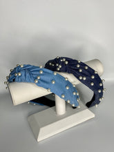 Load image into Gallery viewer, Denim Pearl Knot Band
